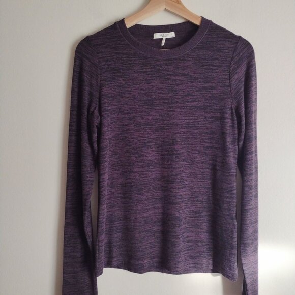 Rag & Bone Purple Jane Top M Rayon Blend Long Sleeve Slim Fit Tee - Picture 1 of 10